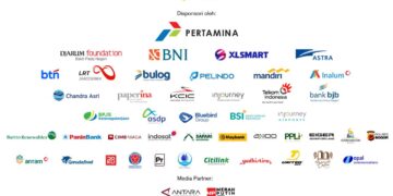 Poster digital berisi daftar lengkap logo mitra pendukung, sponsor korporasi, dan media partner resmi Anugerah Pewarta Foto Indonesia (APFI) 2026, dengan Pertamina sebagai sponsor utama di atas latar belakang putih bersih.
